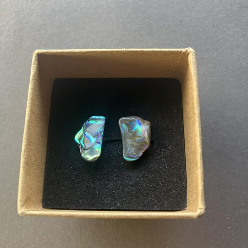 Kék fénnyel irizáló Abalone bedugós fülbevaló 