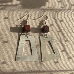 NASPOLYA - Fa és ezüst fülbevaló 