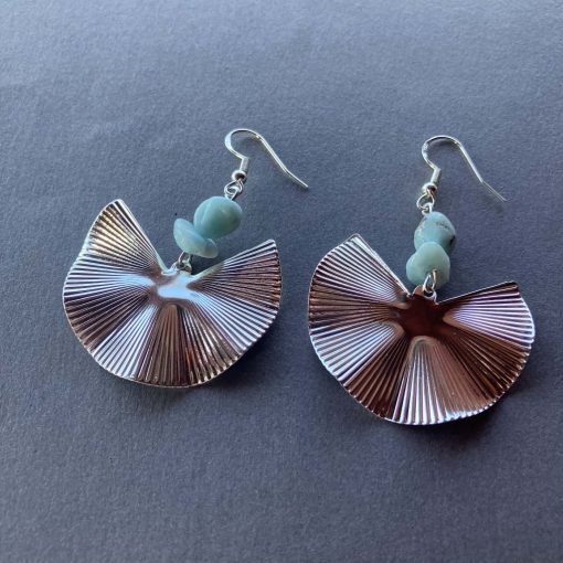 Larimár legyező fülbevaló 