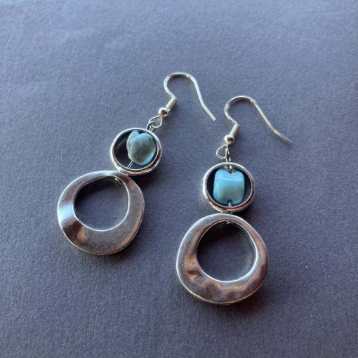 Larimár kör fülbevaló 