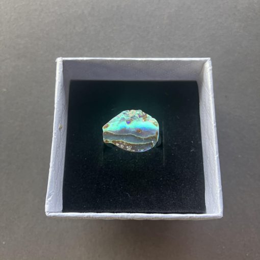 Zöldes - kék fénnyel irizáló Abalone gyűrű