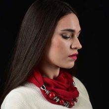 Piros pamut design kendő 