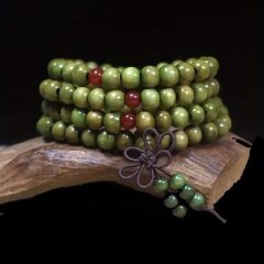 Zöld színű szantálfa mala (108 gyöngyös)