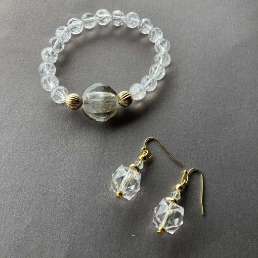 Hegyikristály és lámpagyöngy ékszerszett