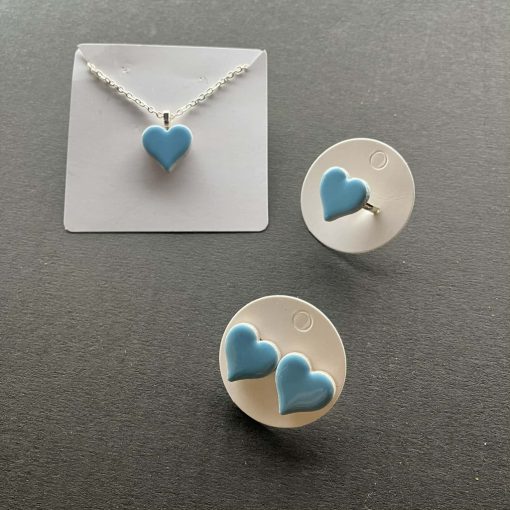 Világoskék kerámiaszív szett. 