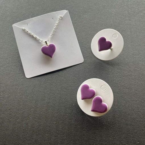 Lila kerámiaszív szett 